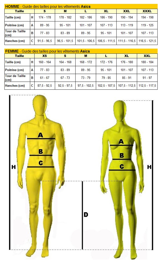 Asics textiles : choisir sa taille