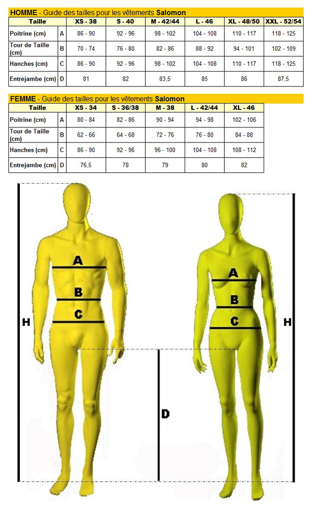 Salomon textiles : choisir sa taille