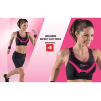 ZSPORT BRASSIERE SOFT TOUCH NOIRE ET ROSE  Brassière de sport  Femme pas cher