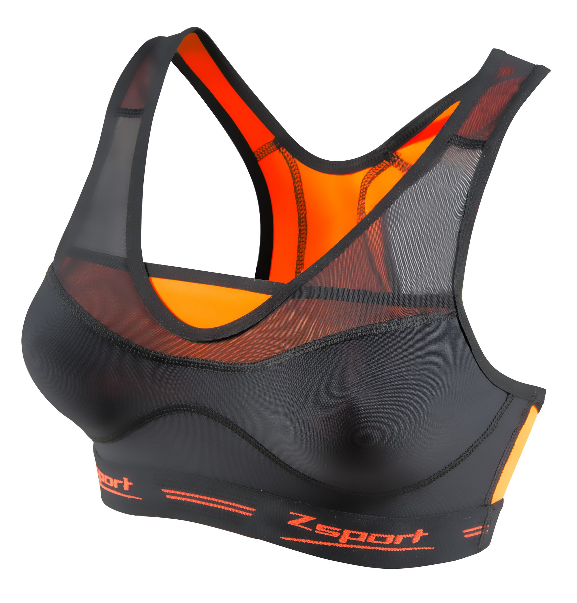 ZSPORT BRASSIERE VIRTUOSITY NOIRE ET ORANGE    Brassière de sport  Femme