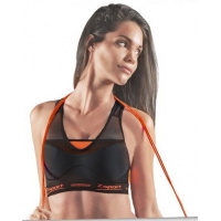 ZSPORT BRASSIERE VIRTUOSITY NOIRE ET ORANGE    Brassière de sport  Femme pas cher