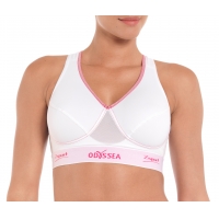 ZSPORT BRASSIERE ODYSSEA BLANCHE ET ROSE  Sous-Vêtement Technique Femme pas cher