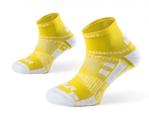 BV SPORT SOCQUETTES RUNNING XLR BLANCHES ET JAUNES  Chaussettes Running BV Sport