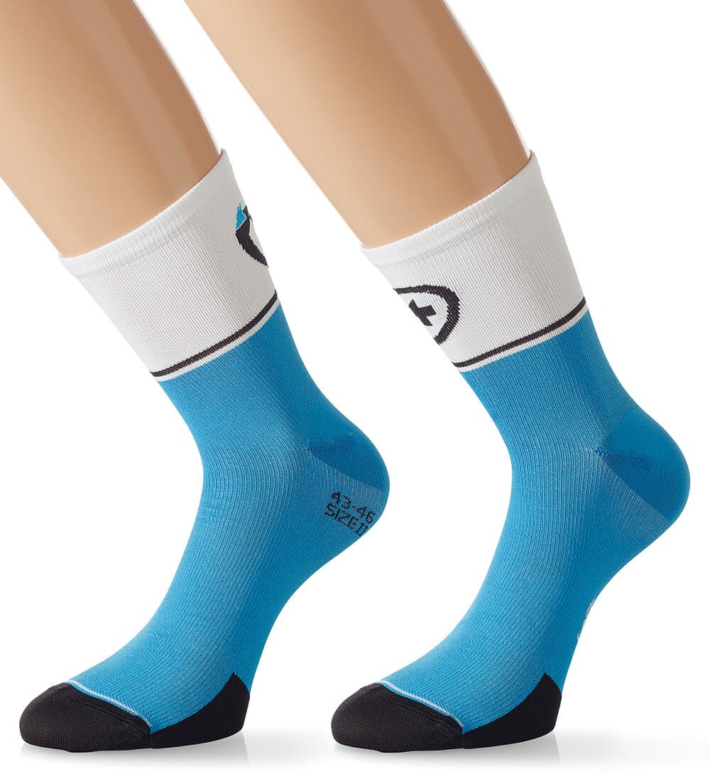 ASSOS EXPLOIT SOCK EVO   BLANCHES ET BLEUES  Soquettes vélo Assos