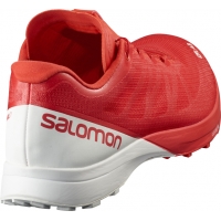SALOMON S/LAB SENSE 7 BLANCHE ET ROUGE  Chaussures trail salomon pas cher