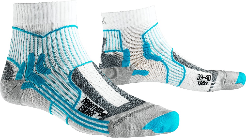 XSOCKS   MARATHON ENERGY FEMME BLANCHE ET BLEUE  Chaussettes Running XSocks