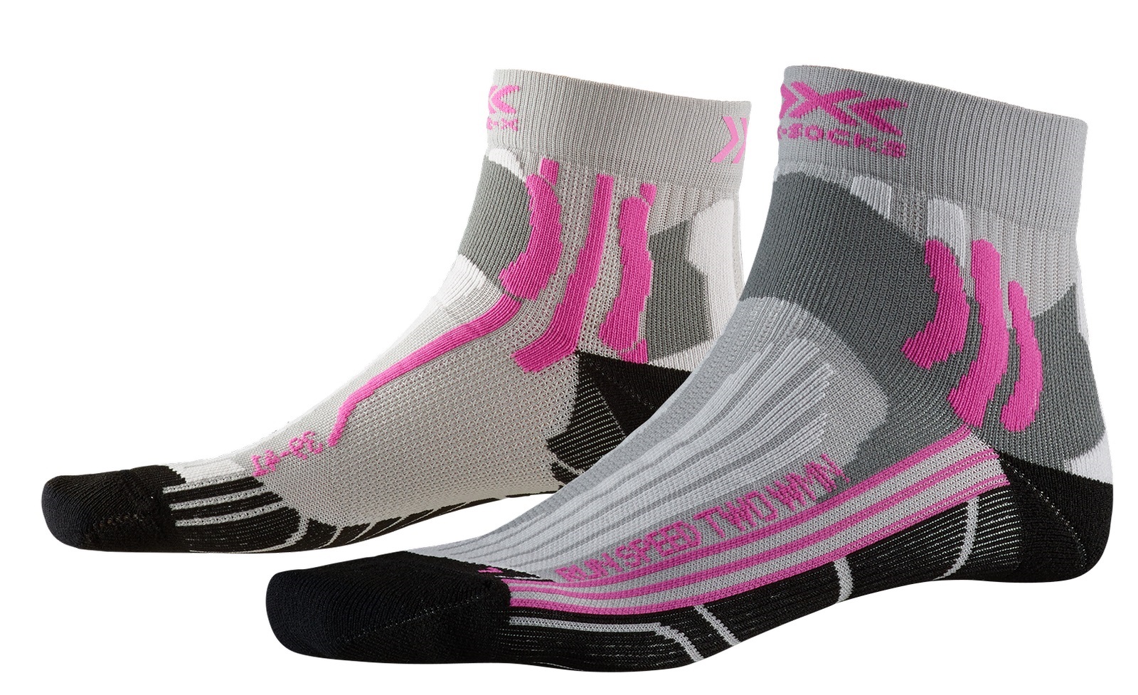 XSOCKS  SPEED TWO GRISE ET ROSE  Chaussettes running xsocks