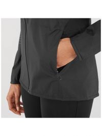 SALOMON LIGHNING WP JACKET BLACK Veste Running etanche Femme pas cher