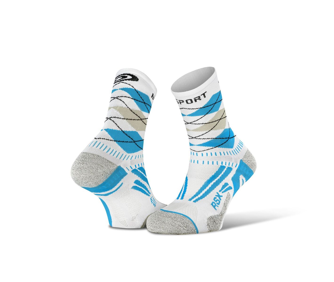 BV SPORT SOCQUETTES RSX EVO BLANCHES ET BLEUES Chaussettes Running BV Sport
