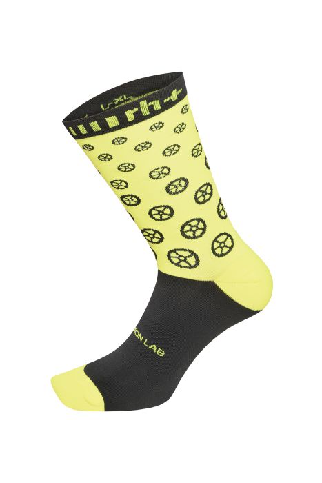 ZERO RH+   CHAUSSETTES FASHION 20 NOIRES ET JAUNE FLUO Chaussettes cyclisme