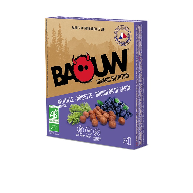BAOUW 3 BARRES MYRTILLE NOISETTE BOURGEON DE SAPIN Barre énergetique