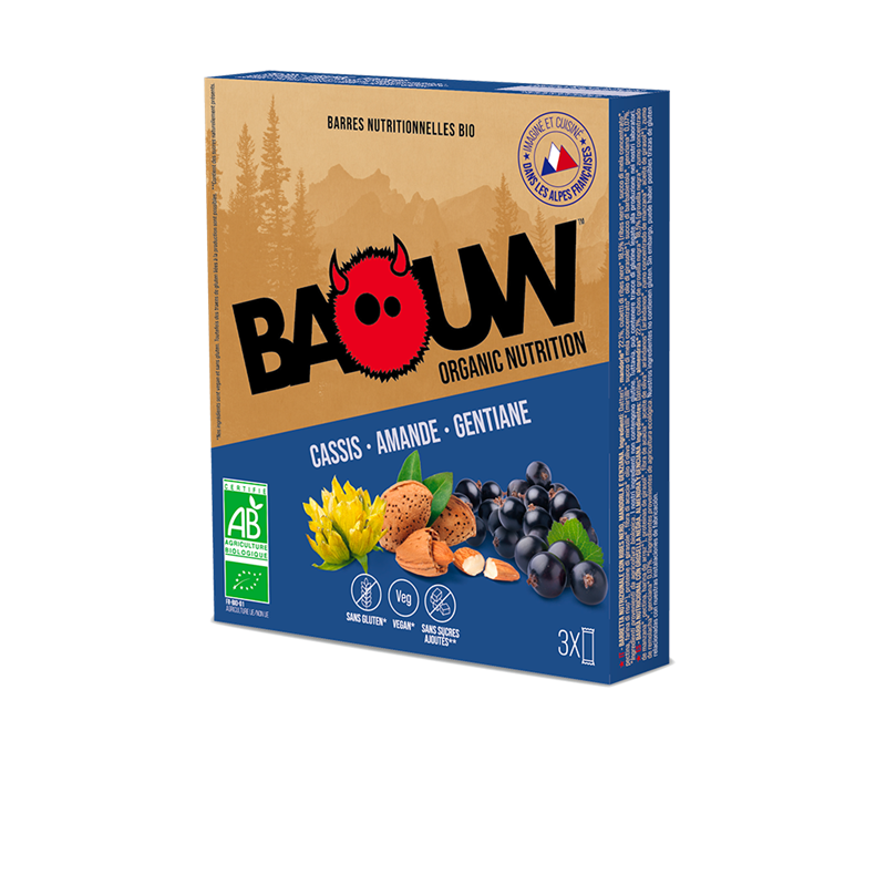 BAOUW 3 BARRES CASSIS AMANDE GENTIANE  Barre énergetique