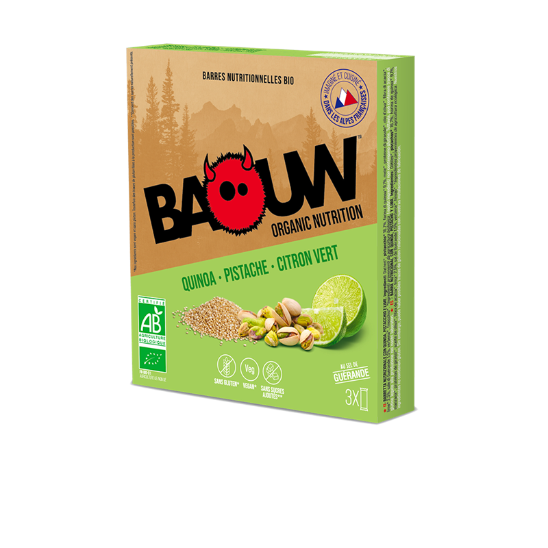 BAOUW 3 BARRES QUINOA PISTACHE CITRON VERT  Barre énergetique