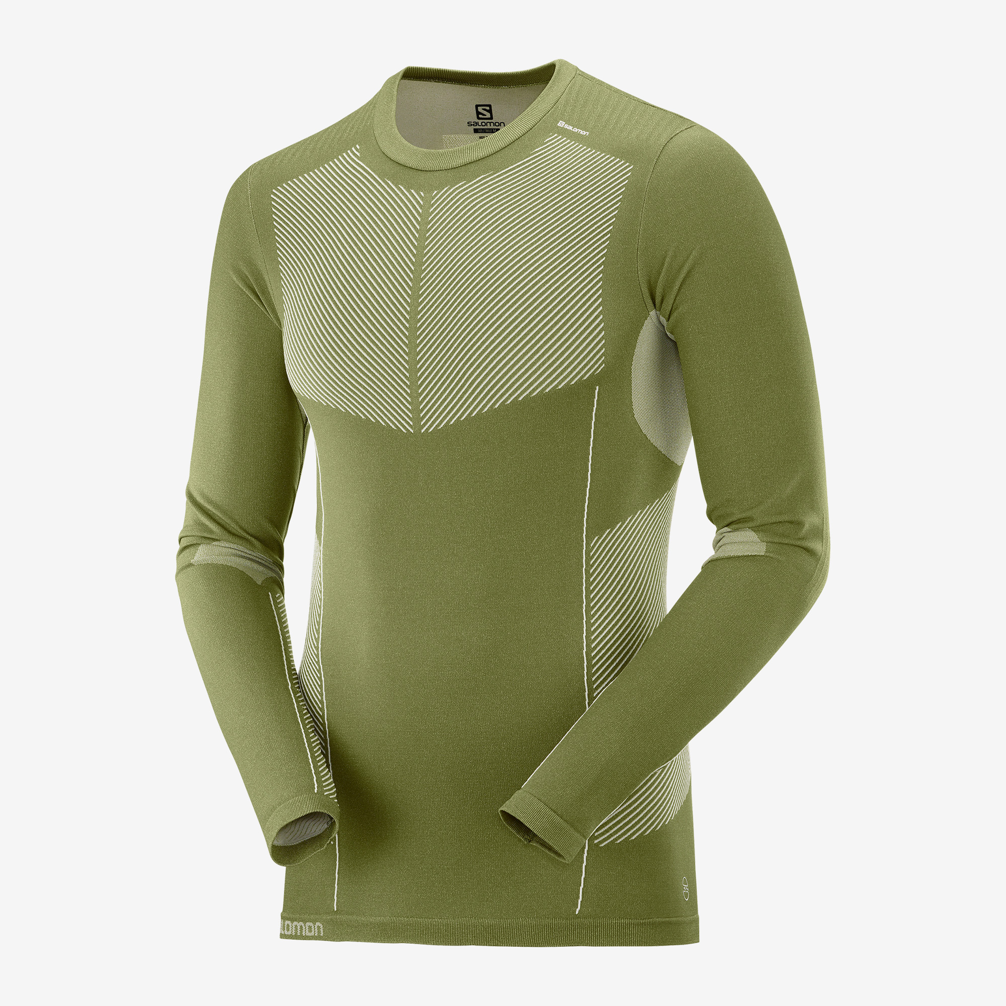 SALOMON PRIMO WARM SEAMLESS TEE MARTINI OLIVE Maillot Technique