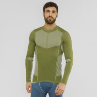 SALOMON PRIMO WARM SEAMLESS TEE MARTINI OLIVE Maillot Technique pas cher