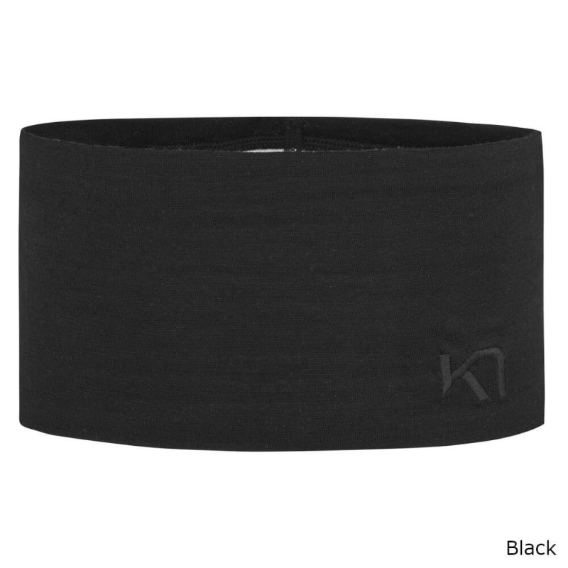 KARI TRAA TIKSE HEADBAND BLACK Banderau en laine merinos