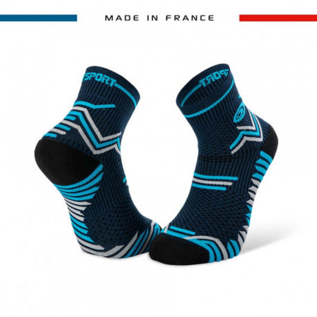 BV SPORT CHAUSSETTES ULTRA TRAIL GRISES ET BLEUES Made in France