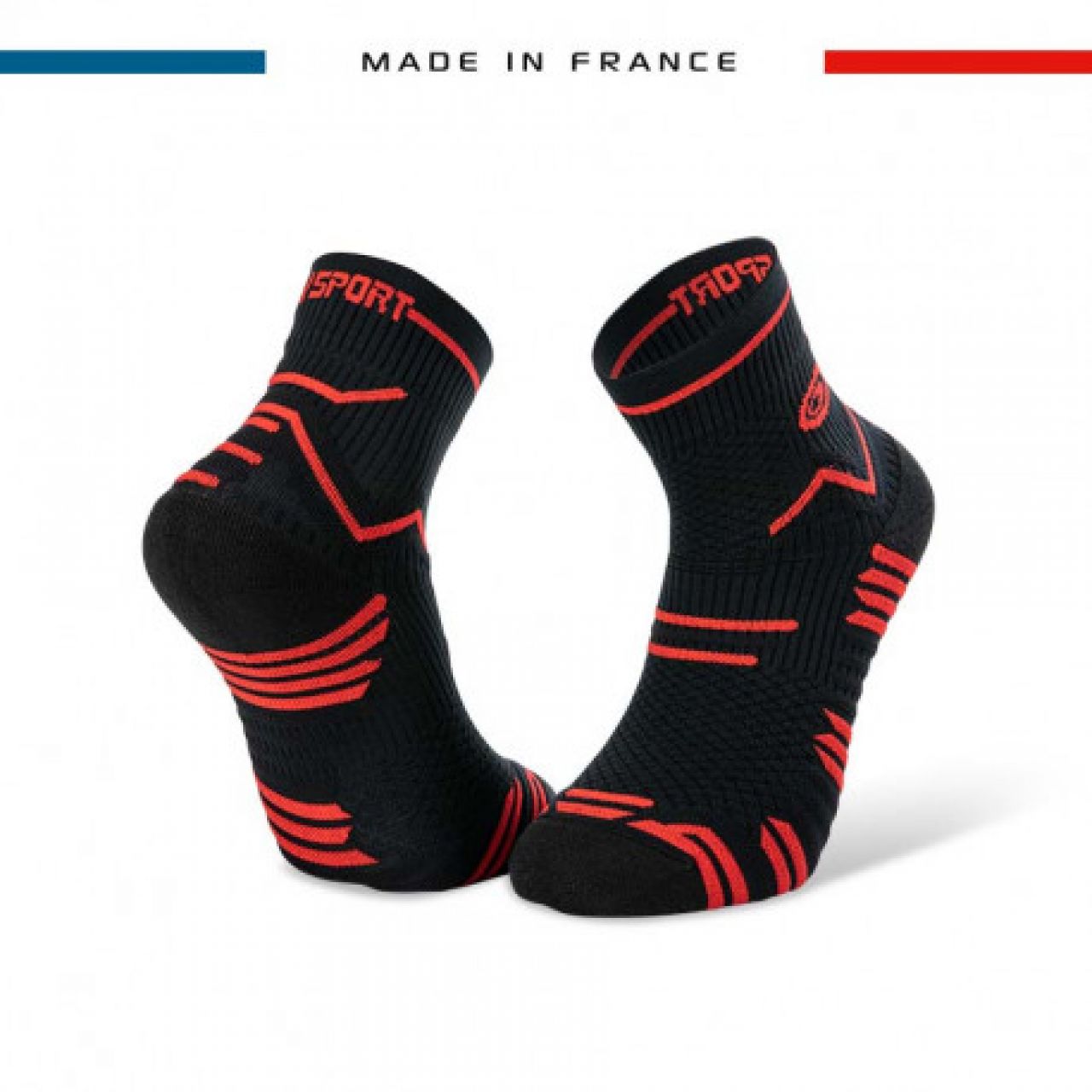 BV SPORT CHAUSSETTES ULTRA TRAIL ROUGES ET NOIRES Made in France