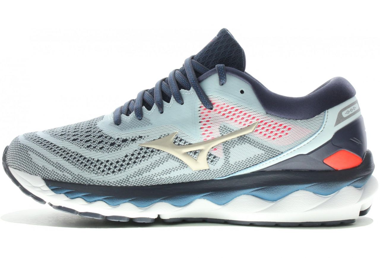 MIZUNO WAVE SKY 4 BLEUE CIEL ET ROUGE Chaussures de running homme