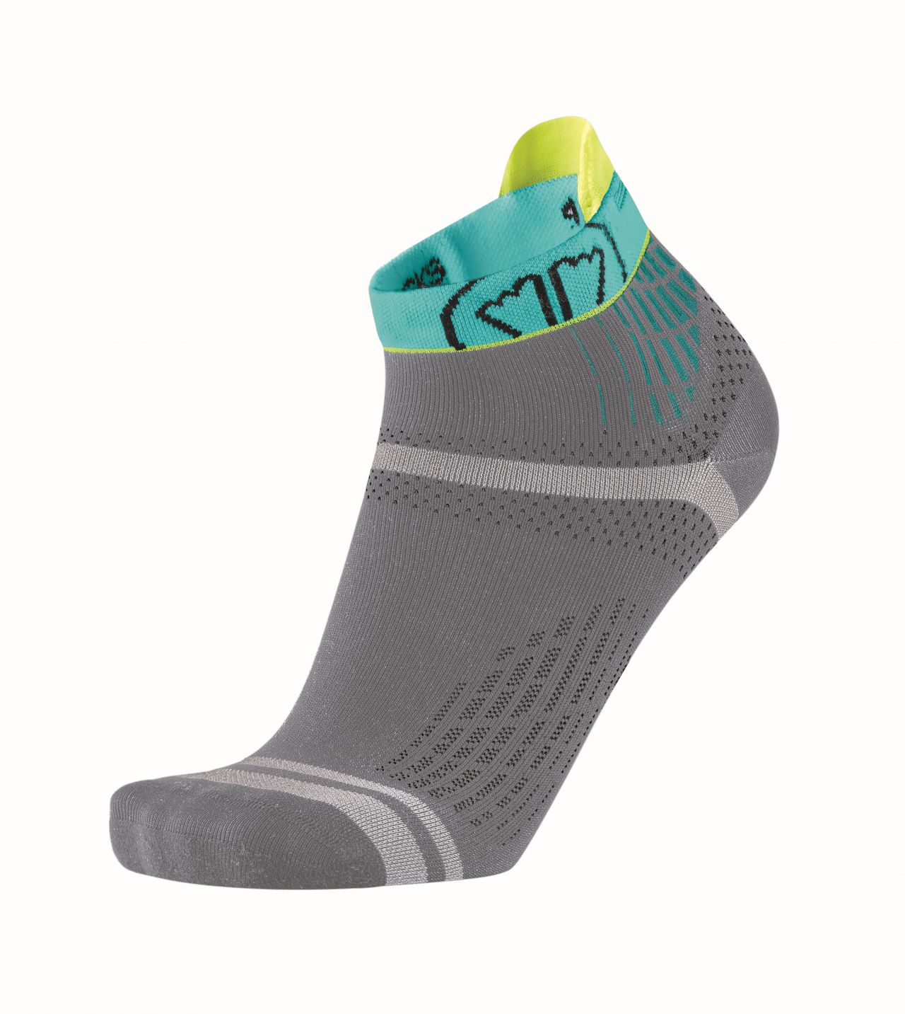 SIDAS CHAUSSETTES RUN FEEL GRISES ET TURQUOISE Chaussettes de running