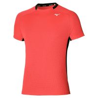 MIZUNO ACTIVE DRYAEROFLOW TEE ROUGE IGNITION Tee Shirt running homme pas cher