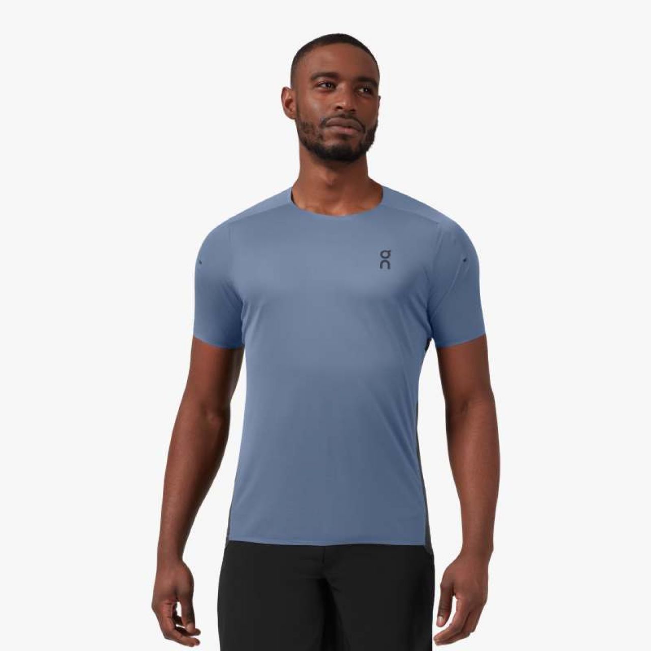 ON RUNNING PERFORMANCE T M CERULEAN BLACK Tee shirt running