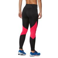 MIZUNO ACTIVE WARMALITE TIGHT NOIR ET ROSE  Collant running femme pas cher