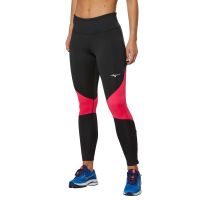 MIZUNO ACTIVE WARMALITE TIGHT NOIR ET ROSE  Collant running femme pas cher