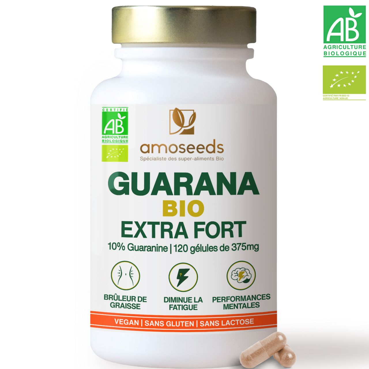AMOSEEDS GUARANA NATIF BIO 10% GUARANINE