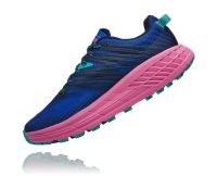 HOKA SPEEDGOAT 4 BLEUE ET ROSE Chaussures de trail pas cher