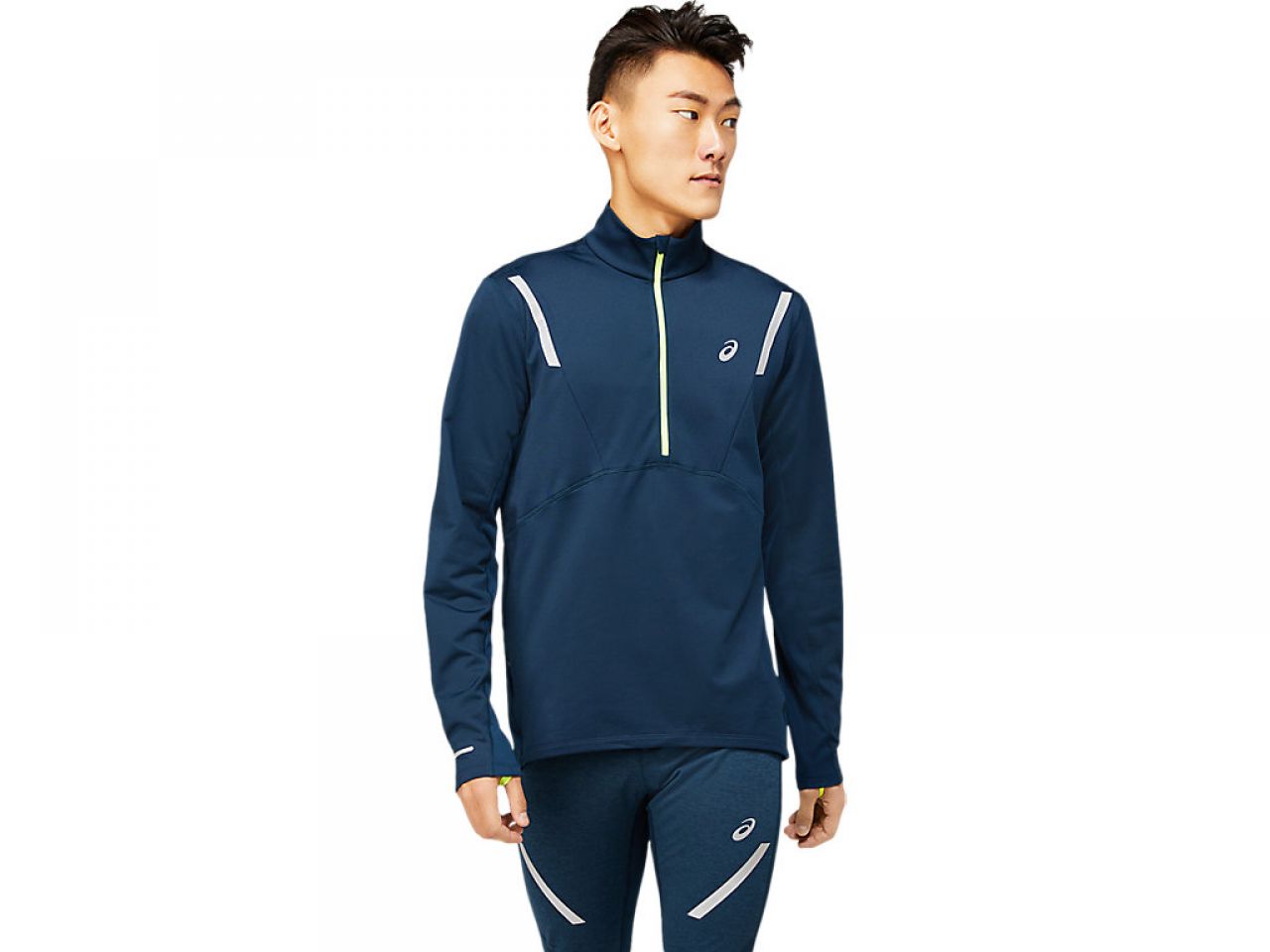 ASICS LITE SHOW  WINTER LS DEMI ZIP TOP FRENCH BLUE Maillot chaud