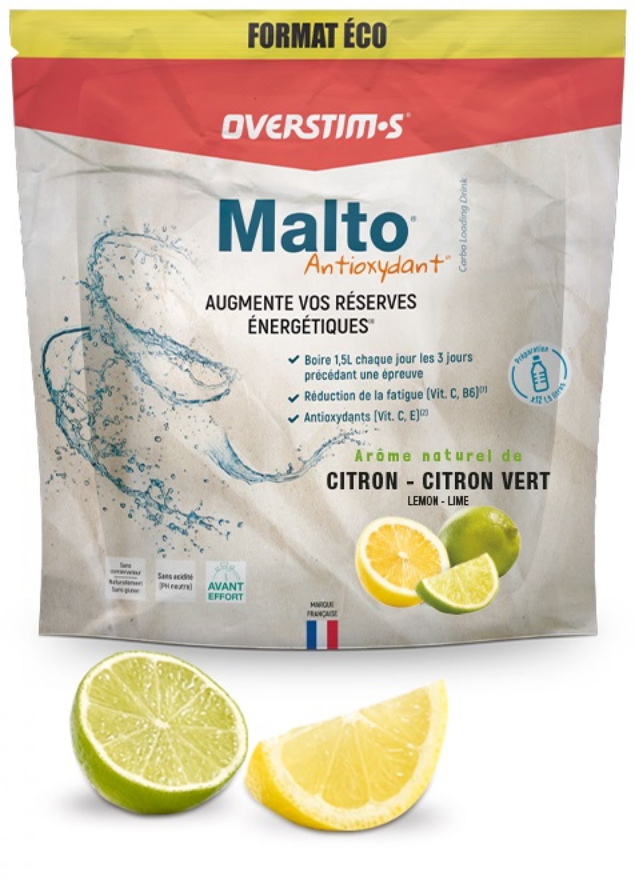 OVERSTIMS MALTO ANTIOXYDANT  1.8 KG FORMAT ECO CITRON CITRON VERT Dietetique avant effort