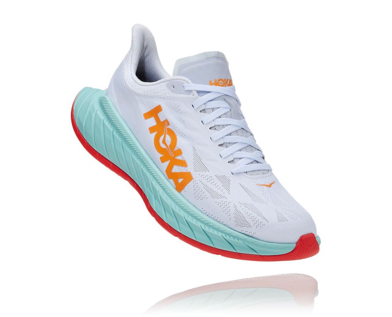 HOKA  CARBON X 2 WHITE BLAZING ORANGE Chaussures de running