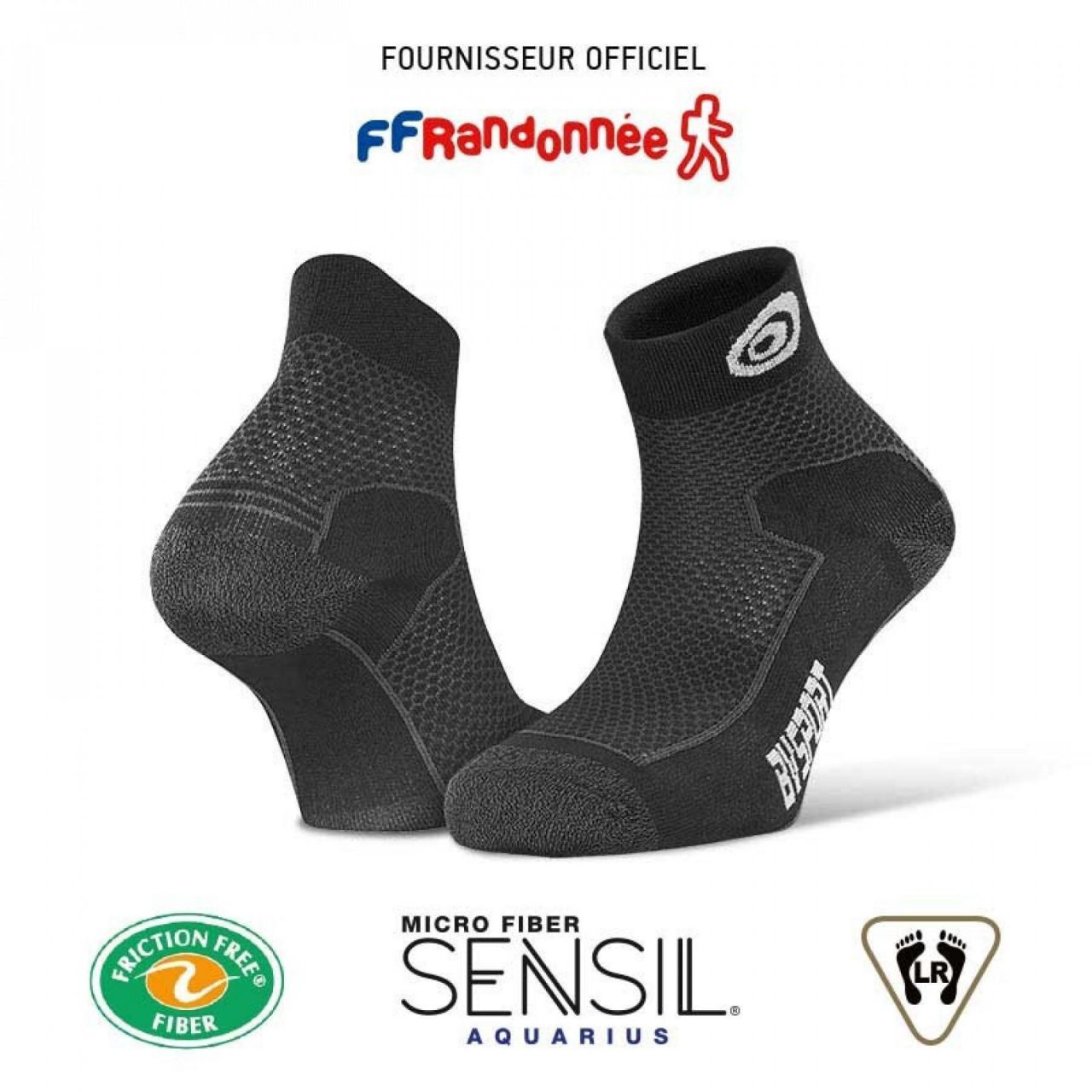 BV SPORT SOQUETTE DOUBLE POLYAMIDE COURTE EVO NOIRE Chaussette de randonnée