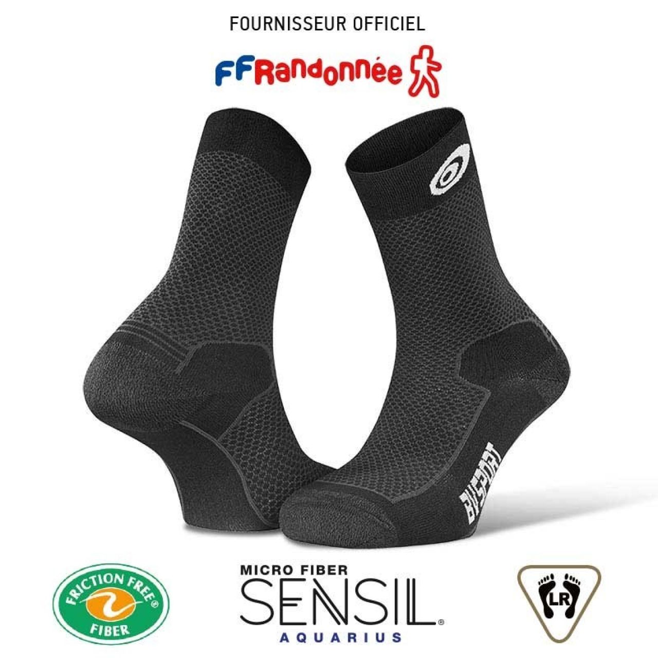 BV SPORT SOQUETTE DOUBLE NOIRE  Chaussettes de randonnée