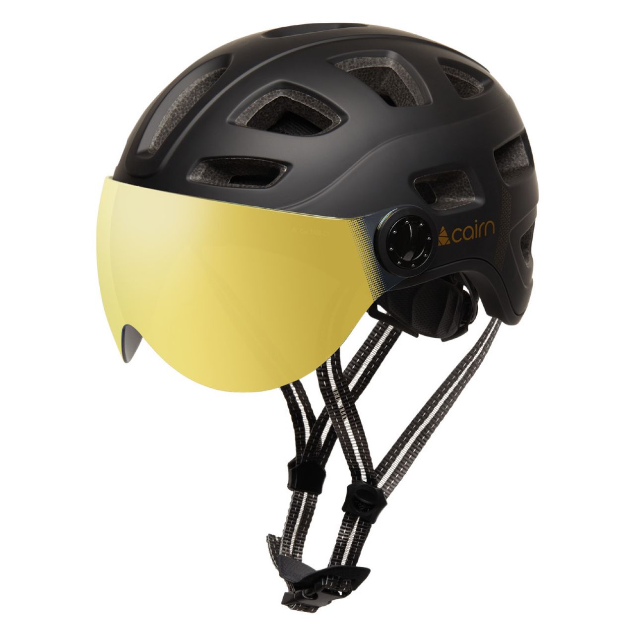 CAIRN CASQUE QUARTZ VISOR LED USB MAT BLACK GOLD Casque vélo