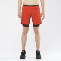 SALOMON CROSS TWINSKIN SHORT FIERRY RED Short Running 2 en 1 pas cher