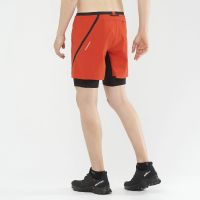 SALOMON CROSS TWINSKIN SHORT FIERRY RED Short Running 2 en 1 pas cher