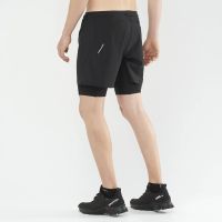 SALOMON CROSS TWINSKIN SHORT NOIR Short Running 2 en 1 pas cher