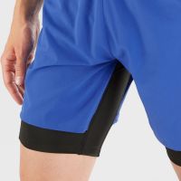 SALOMON CROSS TWINSKIN SHORT NAUTICAL BLUE Short Running 2 en 1 pas cher