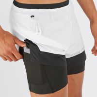 SALOMON CROSS 2 IN 1 SHORT NOIR ET BLANC Short Running 2 en 1 pas cher