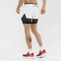 SALOMON CROSS 2 IN 1 SHORT NOIR ET BLANC Short Running 2 en 1 pas cher