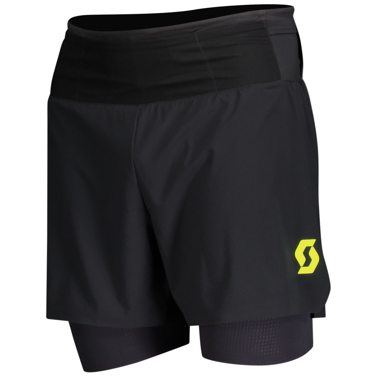 SCOTT HYBRID SHORT RC RUN BLACK YELLOW Short 2 en 1