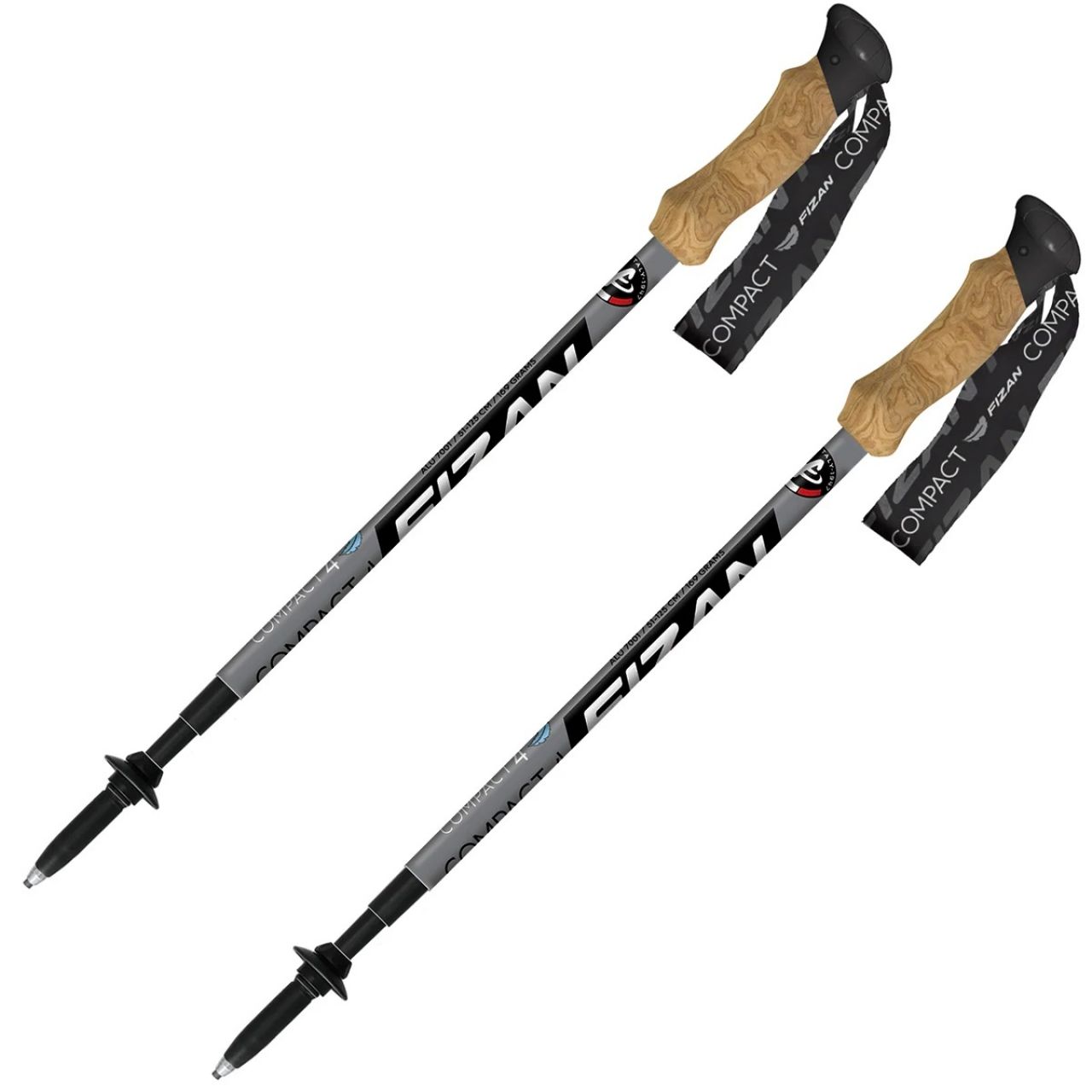 FIZAN COMPACT 4 BLACK  Batons de randonnée