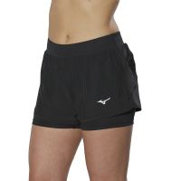 MIZUNO SHORT  TRAILER 2 EN 1 NOIR Short Running  avec sous short intégré pas cher