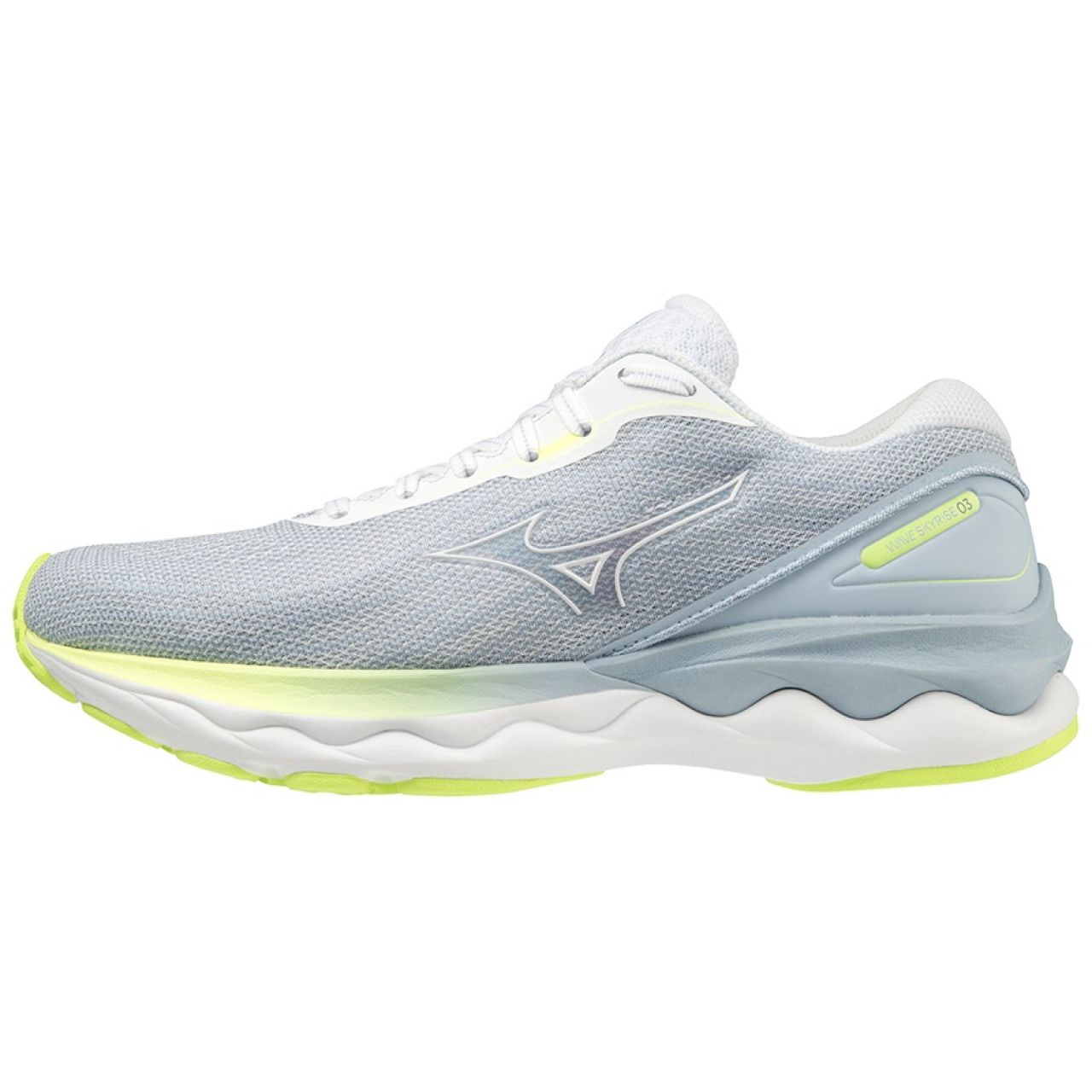 MIZUNO WAVE SKYRISE 3 BLANCHE ET NEO LIME  Chaussures de running