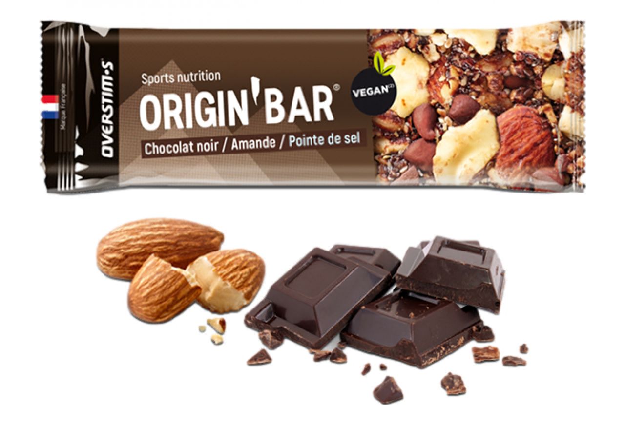 OVERSTIMS ORIGIN BAR CHOCOLAT AMANDE POINTE DE SEL  Barres energetiques