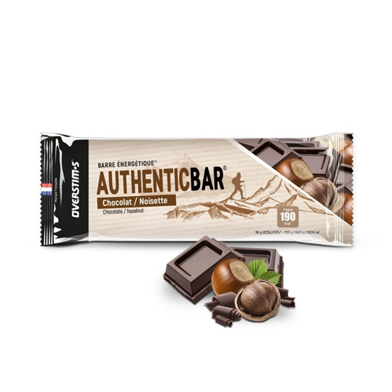 OVERSTIMS AUTHENTIC BAR CHOCOLAT NOISETTE Barres energetiques