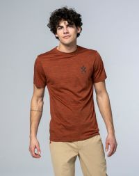 BULA PACIFIC SOLID MERINO WOOL TEE BRICK Tee shirt en merinos pas cher