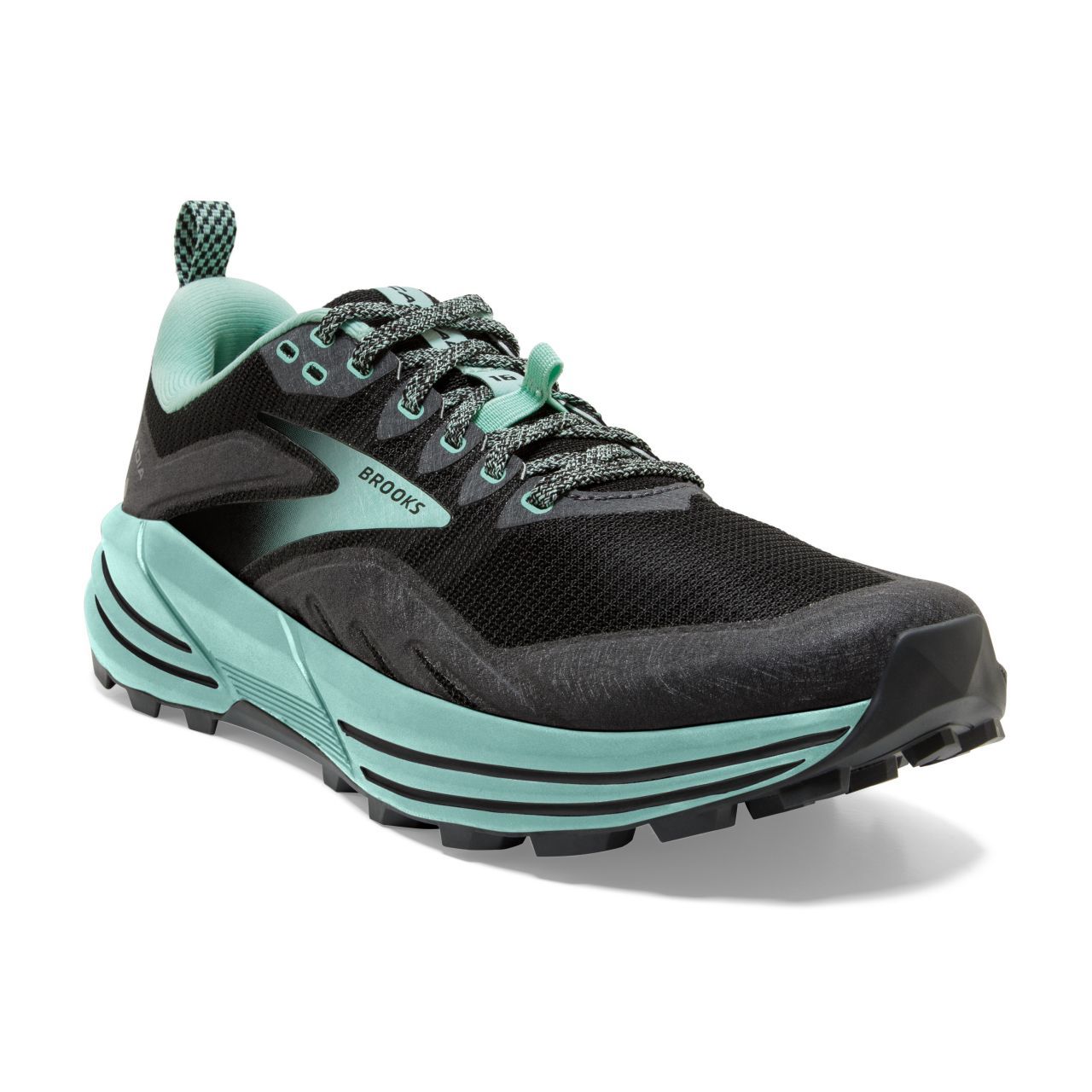 BROOKS CASCADIA 16 WIDE NOIRE ET YUCA  Chaussures de trail pieds larges